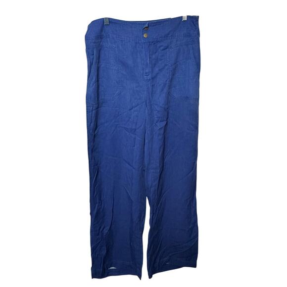 Soft Surroundings Wide Leg Pants Blue Tencel Lyocell Size M Tall Coastal - Picture 1 of 15
